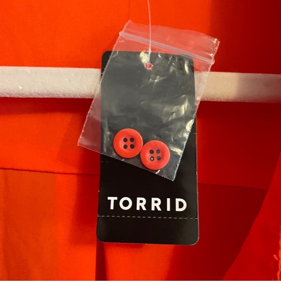 Torrid Dark Coral/Orange Button-Up Blouse-Front Pocket-Drapes in Back-Size 4X - Picture 13 of 13